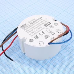 AC-DC, 40Вт, токовый выход, вход 198…264В AC, выход 1050мА/24…40В, ККМ, в кожухе Ф70х25 мм, -20…+60°С
