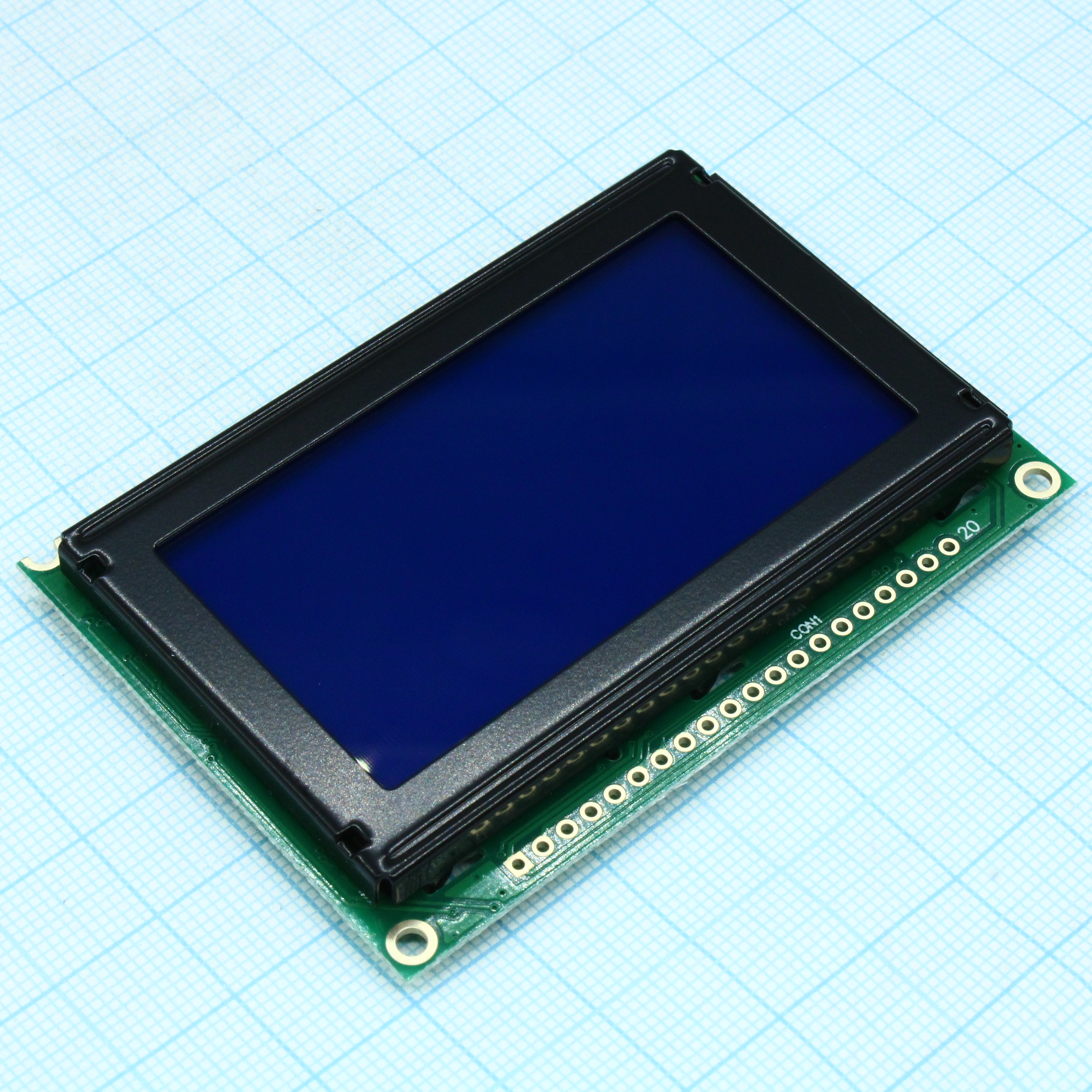 ЖКИ графич, 128 x 64, STN Синий Negative/Transmis, подсв. LED Белая, 12 o`cl  -20...+70C