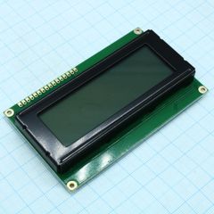 ЖКИ знакосинтезирующий 20 x 4, STN Серый Позитивный/прозрачно-отражающий светодиодная подсветка желто-зеленая размеры 98x60 мм, видимая область 77x25.2 мм, -20...70°C, контактные площадки сверху 16 выводов