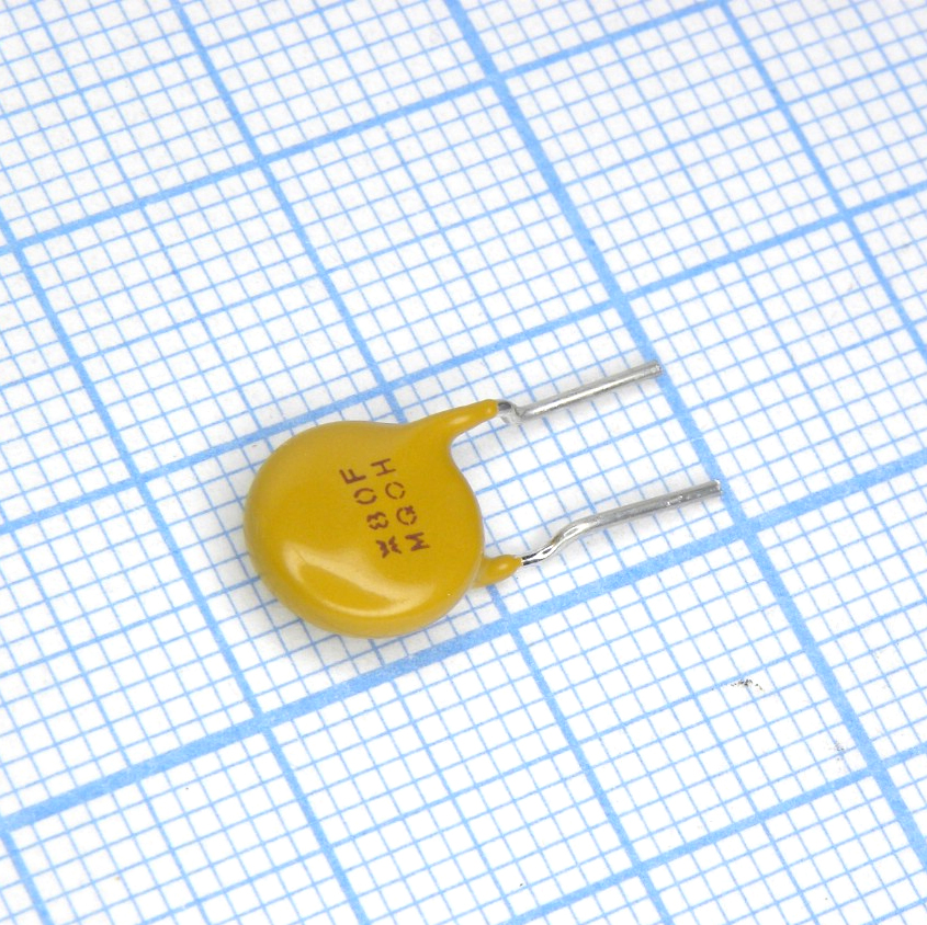 Самовосстанавливающийся предохранитель PTC 0.18A(hold) 0.65A(trip) 250VAC 100VDC 0.9W 2s 0.8Ohm Radial 9 X 3.8mm Bag
