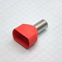 наконечник кабельный торцевой сдвоенный трубчатый с изоляцией, L=31.3/14мм, провод 2х16мм2