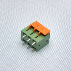 Нажимной безвинтовой клеммный блок 3 контакта. Зажим типа торцевой контакт. Серия DG142V-5.08