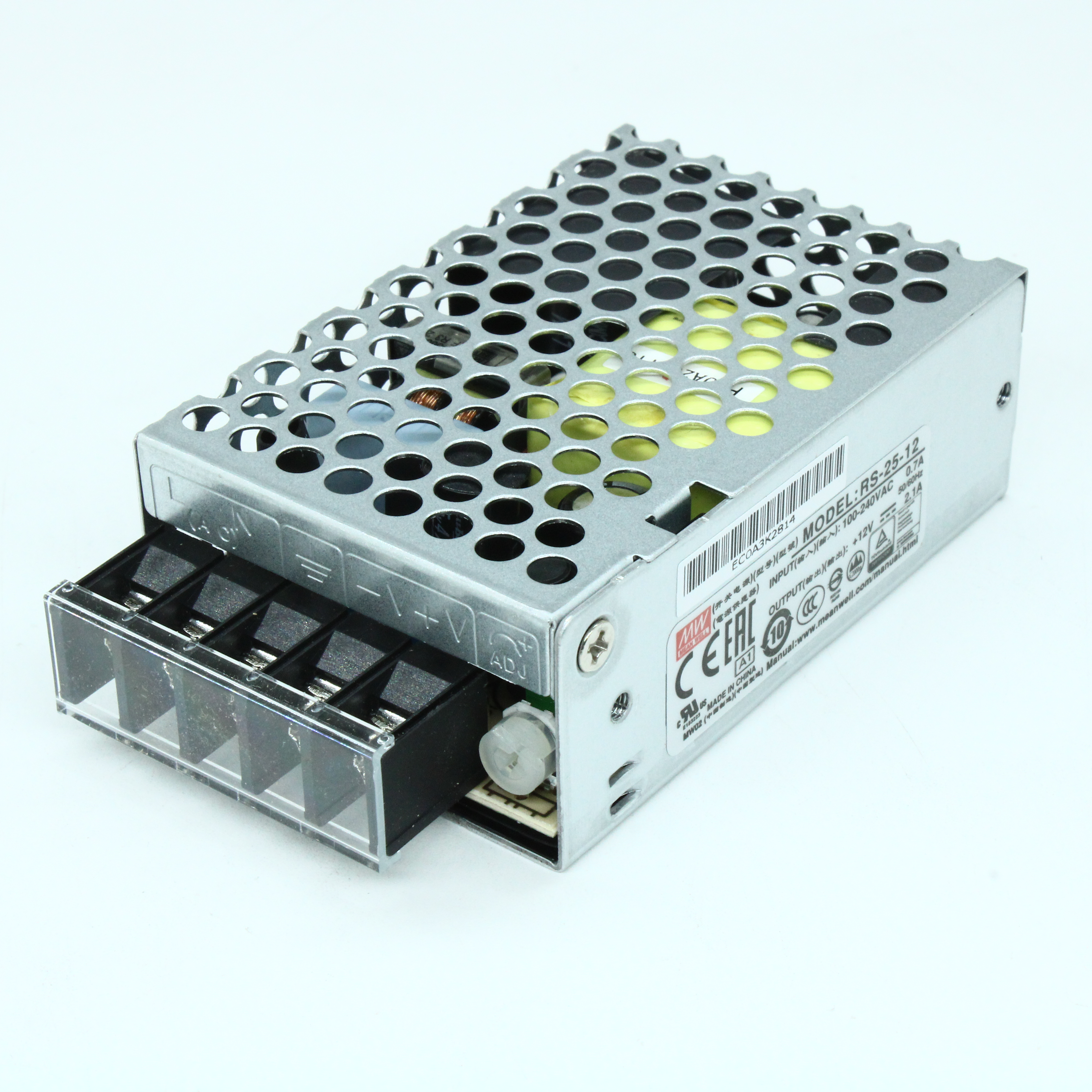 AC-DC, 25Вт, выход 12В/2.1A, рег. вых 10.8…13.2 В , вход 88…264В AC, 47…63Гц / 125…373 В DC,  изоляция 3000В AC, в кожухе 79х51х28мм, -20…+70°С