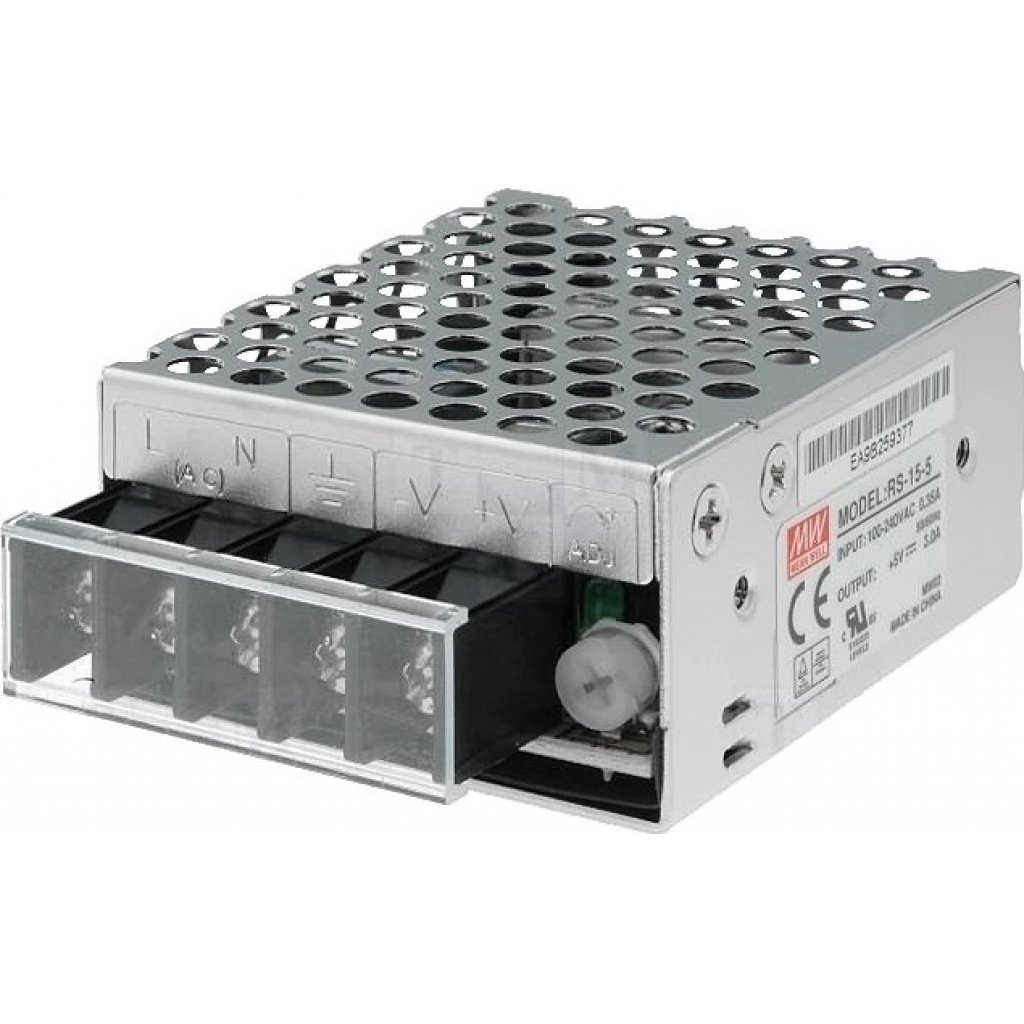 AC-DC, 15Вт, выход 12В/1.3A, рег. вых 10.8…13.2 В , вход 88…264В AC, 47…63Гц / 125…373 В DC,  изоляция 3000В AC, в кожухе 62,5х51х28мм, -20…+70°С