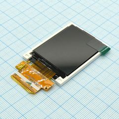 TFT 1.77", 128xRGBx160, 8 битный параллельный интерфейс, 65к/262K, LED подсветка, яркость 320 cd/m2, контрастность 250:1, драйвер ST7735R, напр. питания 2,5...3,3 В, 6 o'cl, -20..+70С