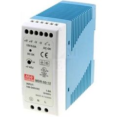 Преобразователь AC-DC на DIN-рейку  60Вт, выход 12В/0…5A, рег. вых 12…15В, вход 85…264V AC, 47…63Гц /120…370В DC, изоляция 3000В AC, в кожухе  40х90х100мм, -20…+70°С