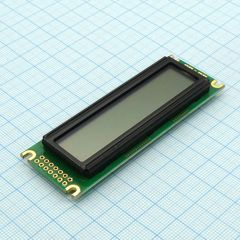 ЖКИ знакосинтезирующий 16x2, STN Серый Позитивный/отражающий без подсветки, размеры 85х30 мм, видимая область 66x16 мм, питание 5В, контроллер ST7066, -20...+70° C, контактные площадки слева 2 ряда 16 выводов