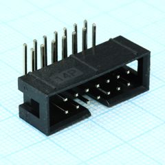IDC разъем, вилка на плату угловая двухрядная 14pin(2x7)., шаг 2.54мм