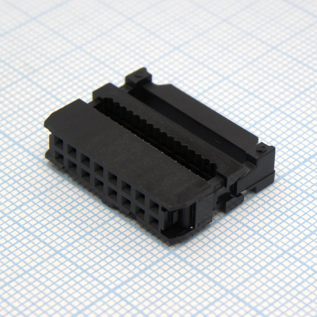 IDC разъем, розетка на плоский шлейф 16pin(2x8), шаг 2.54мм
