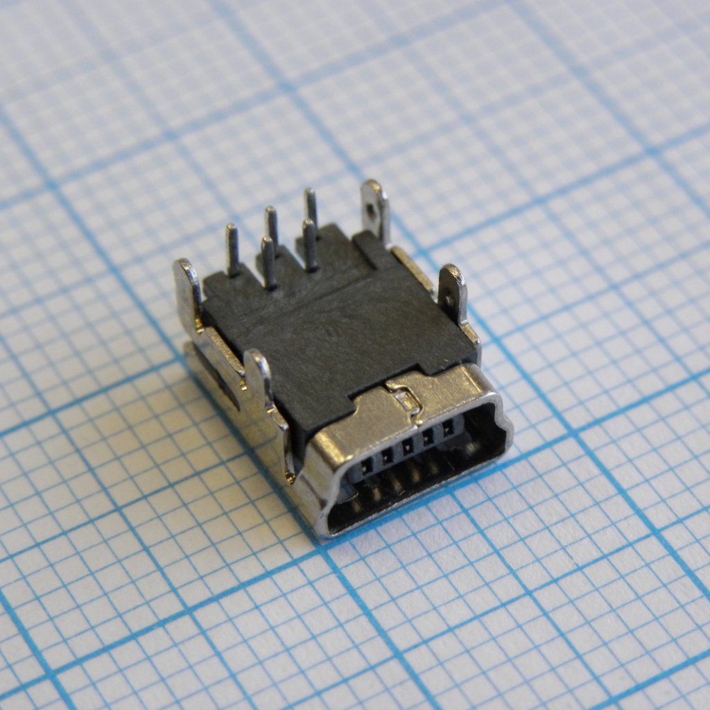 Разъем mini USB, розетка угловая