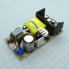 AC-DC, 65Вт, вход 85…264V AC, 47…63Гц /120…370В DC, выход 24В/2.71A, рег. вых 21.6…27В, изоляция 3000В AC, открытая плата 101.6х50.8х29мм, -30…+70°С