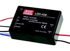 DC/DC LED повышающий, вход 18…32В, выход 21…43В/1.05А, КПД до 95%, вход On/Off/DIMM, 75x53x22.7мм, DIP, -40…70°C, пластик