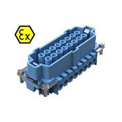 Розеточная контактная вставка взрывозащищенного разъема REVOS Ex, Size 16, винтовая фиксация, с защитой провода, 16 полюсов + РЕ, 90 V, до 16 A, материал контактов: медный сплав, тип покрытия контактов: олово