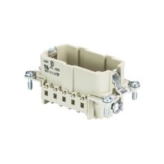 Вилочная контактная вставка, обжимная фиксация, 10 полюсов + PE, типоразмер 10B, 500V, 16A, (обжимные контакты поставляются отдельно)