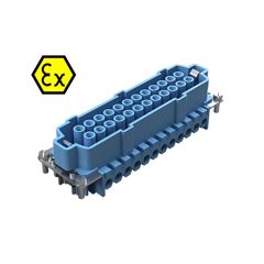 Розеточная контактная вставка взрывозащищенного разъема REVOS Ex, Size 24, винтовая фиксация, с защитой провода, 24 полюсов + РЕ, 90 V, до 16 A, тип покрытия контактов: золото