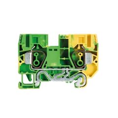 Заземляющая клемма, тип фиксации провода: пружинный, номинальное сечение: 10 мм кв., 57A, 800V, ширина: 10 мм, цвет: желто-зеленый, тип монтажа: DIN35