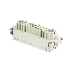 Розеточная контактная вставка, Push-in фиксация, 24 полюса + PE, типоразмер 24B, 500V, 16A, сечение обслуживаемых проводников 0,14-2,5 мм кв, тип покрытия контактов: серебро,