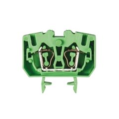 Проходная клемма, MINI, верхний подвод кабеля, 4 точки подключения, тип фиксации провода: пружинный, номинальное сечение: 2,5 мм кв., 24A, 800V, ширина: 10 мм, цвет: зеленый, тип монтажа: DIN15