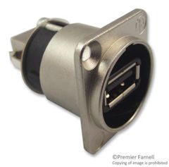 Адаптер на панель: гнездо USB A-спереди, гнездо USB B-сзади; USB 2.0, IP65, материал латунь