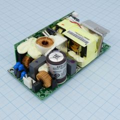 AC-DC, 76.8Вт (вент. 100Вт), ККМ, вход 90…264V AC, 47…63Гц /127…370В DC, выход 24В/3.2A (вент. 4.2А), рег. вых 23.52…25.2В, изоляция 3000В AC, открытая плата 102х51х29мм, -30…+70°С, доп. выход 12В/0.3А