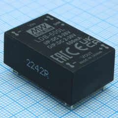 DC/DC LED повышающий/понижающий, вход 9…28В, выход 2…30В/0.6А, КПД до 91%, вход On/Off/DIMM, 31.8x20.3x12.2мм, DIP, -40…60°C, пластик