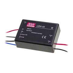 DC/DC LED повышающий, вход 18…32В, выход 21…86В/0.5А, КПД до 94%, вход On/Off/DIMM, 75x53x22.7мм, проводные выводы, -40…70°C, пластик