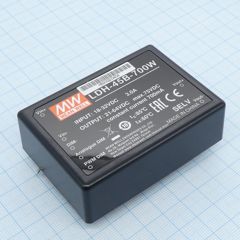 DC/DC LED повышающий, вход 18…32В, выход 21…64В/0.7А, КПД до 95%, вход On/Off/DIMM, 75x53x22.7мм, проводные выводы, -40…70°C, пластик