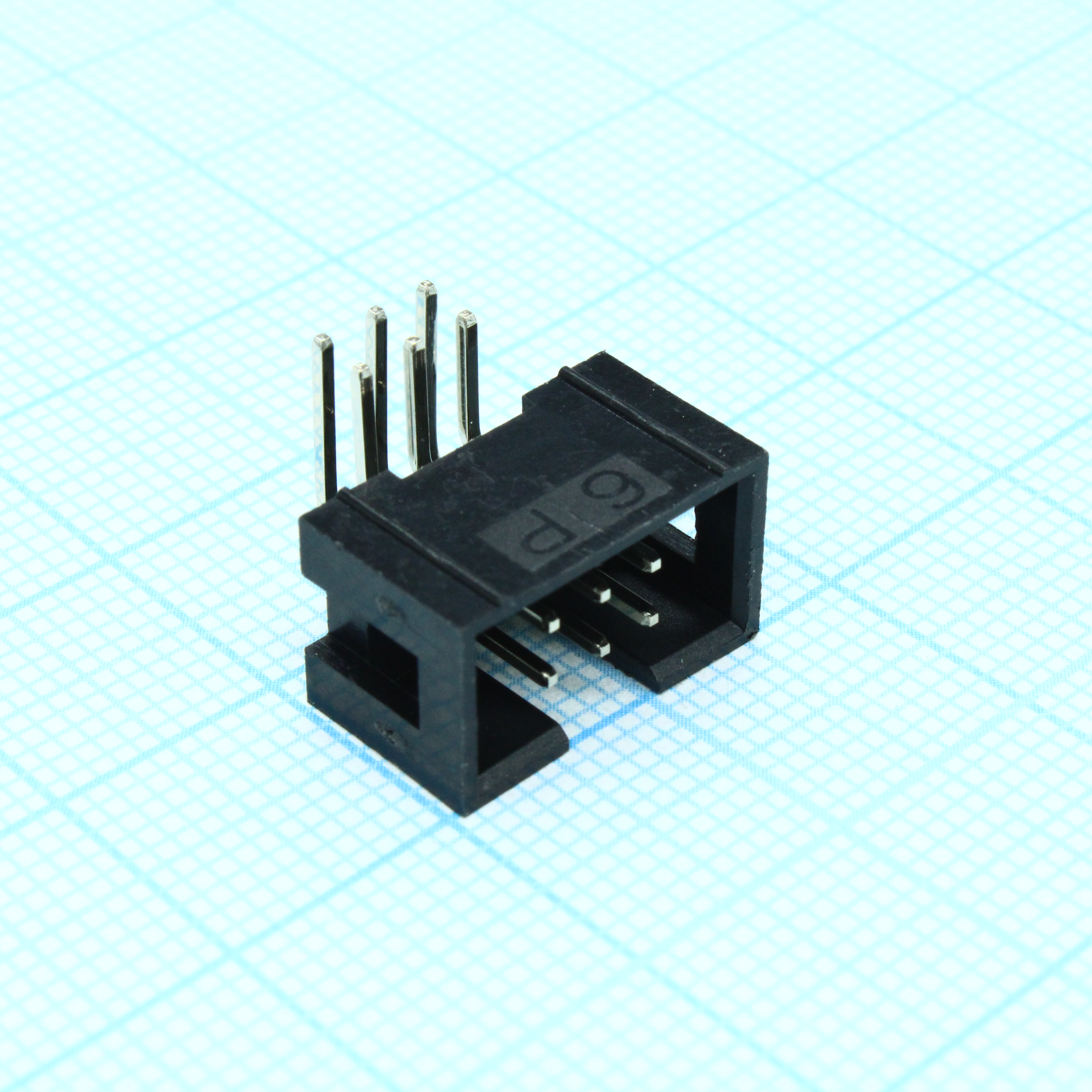 IDC разъем, вилка на плату угловая двухрядная 6pin(2x3)., шаг 2.54мм