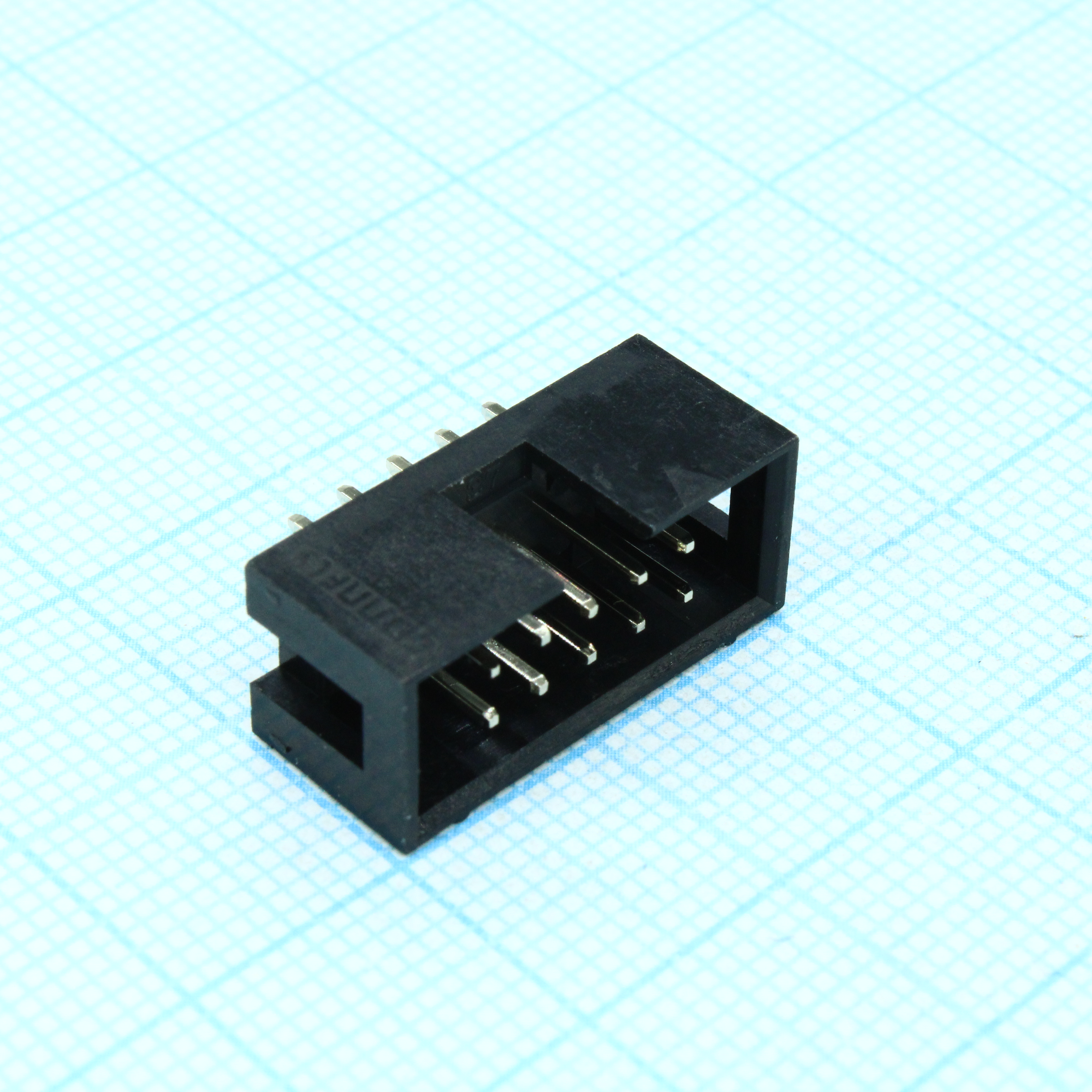 IDC разъем, вилка на плату прямая двухрядная 10pin(2x5)., шаг 2.54мм