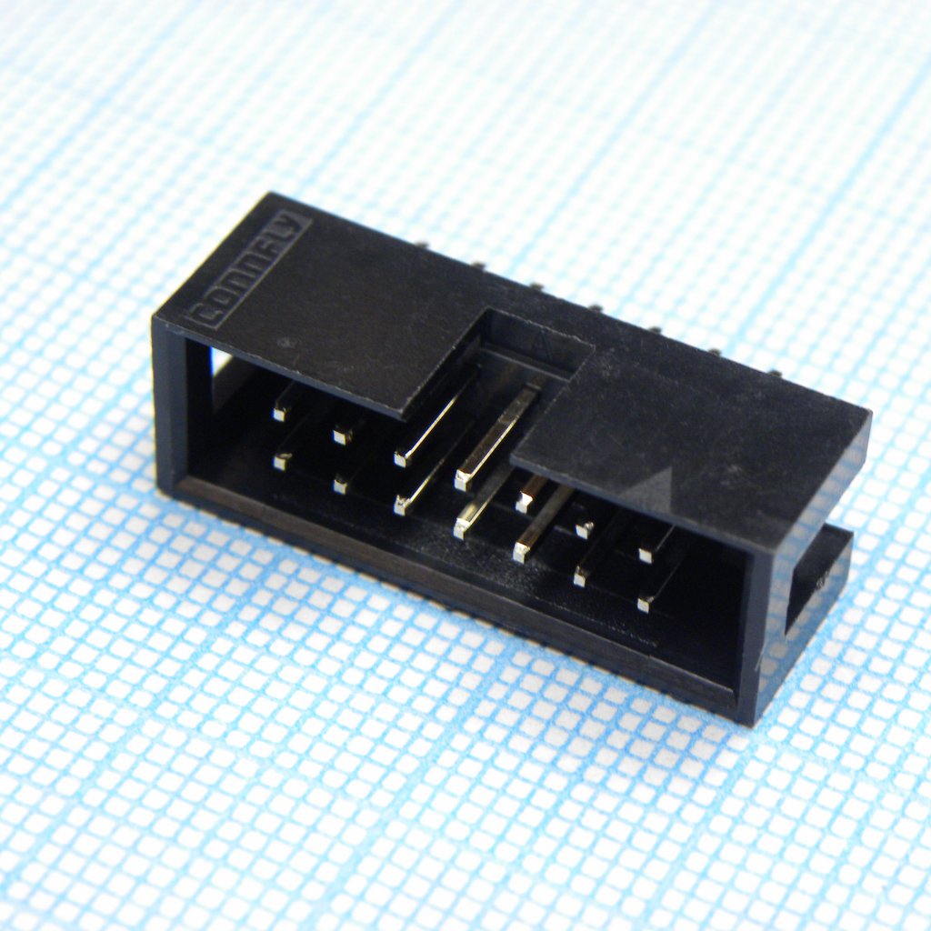 IDC разъем, вилка на плату прямая двухрядная 14pin(2x7)., шаг 2.54мм