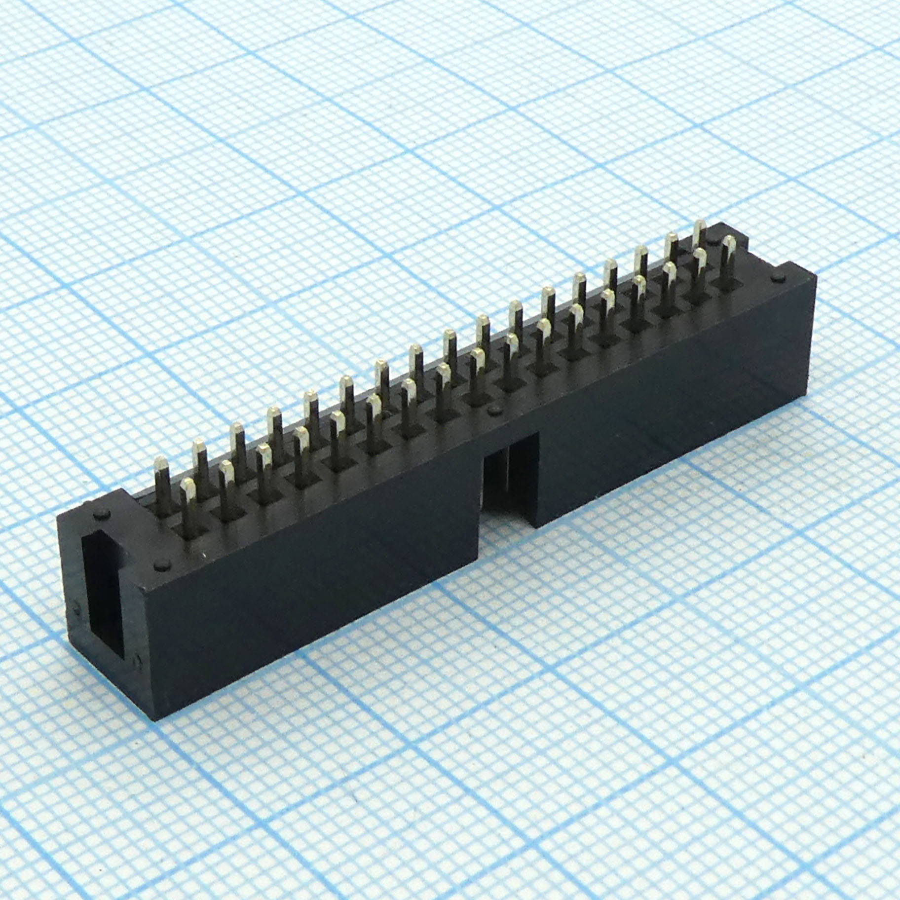 IDC разъем, вилка на плату прямая двухрядная 34pin(2x17)., шаг 2.54мм