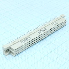 Разъем (розетка)  DIN 41612 тип R 96pin (3х32), шаг 2.54мм трехрядный прямой (ряд АBC)