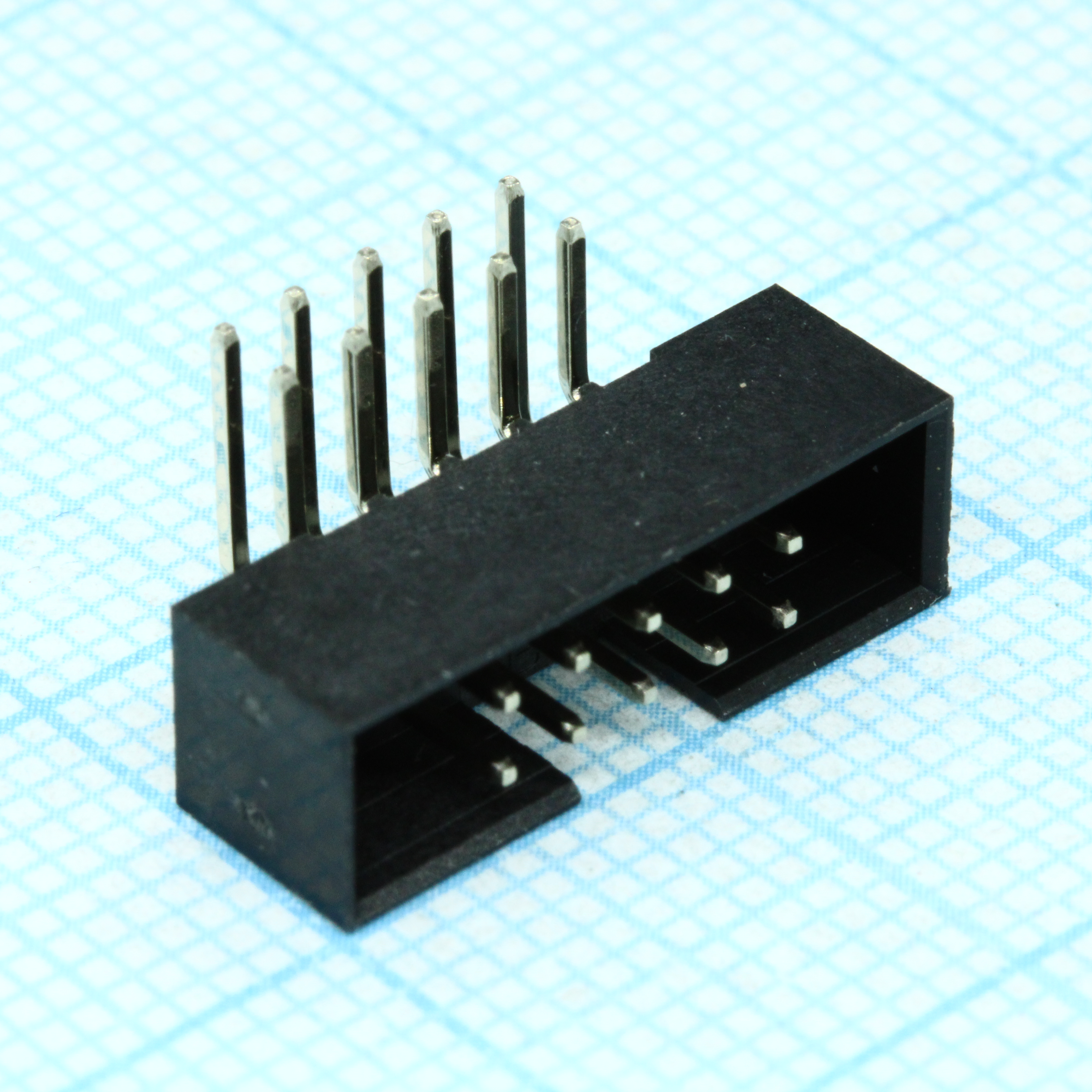 IDC2 разъем, вилка на плату угловая двухрядная 10pin(2x5)., шаг 2.00мм
