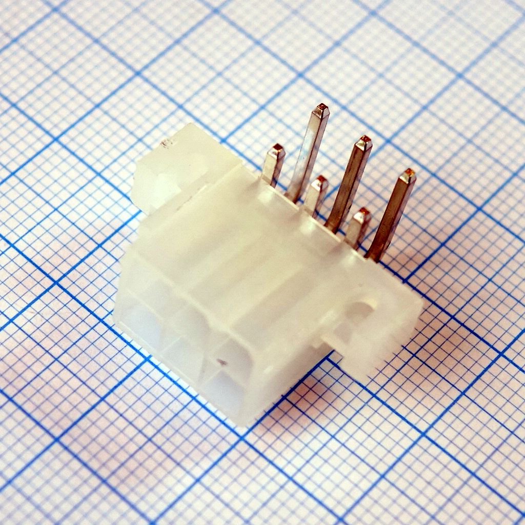 Разъем питания (с контактами) Mini-Fit, 6pin, вилка на плату угловая, шаг 4,2мм