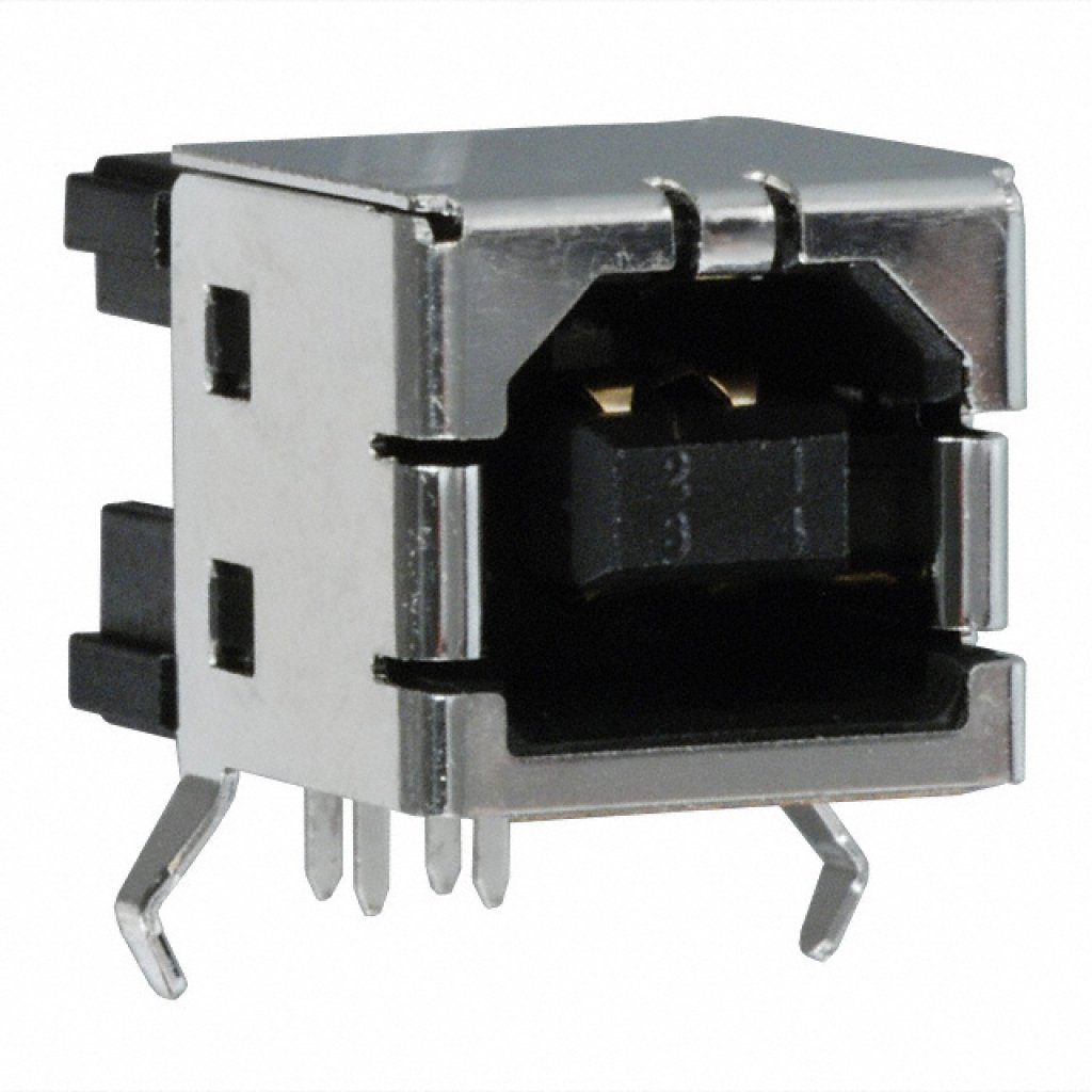 Разъем USB, Тип B, USB 2.0, розетка угловая, 4 контакта