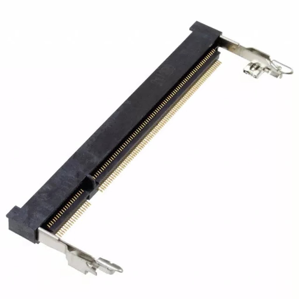 Разъем DDR2, DIMM, Шаг: 0.6 мм; Контакты: 200; Монтаж: поверхностный; Расположение: угловое