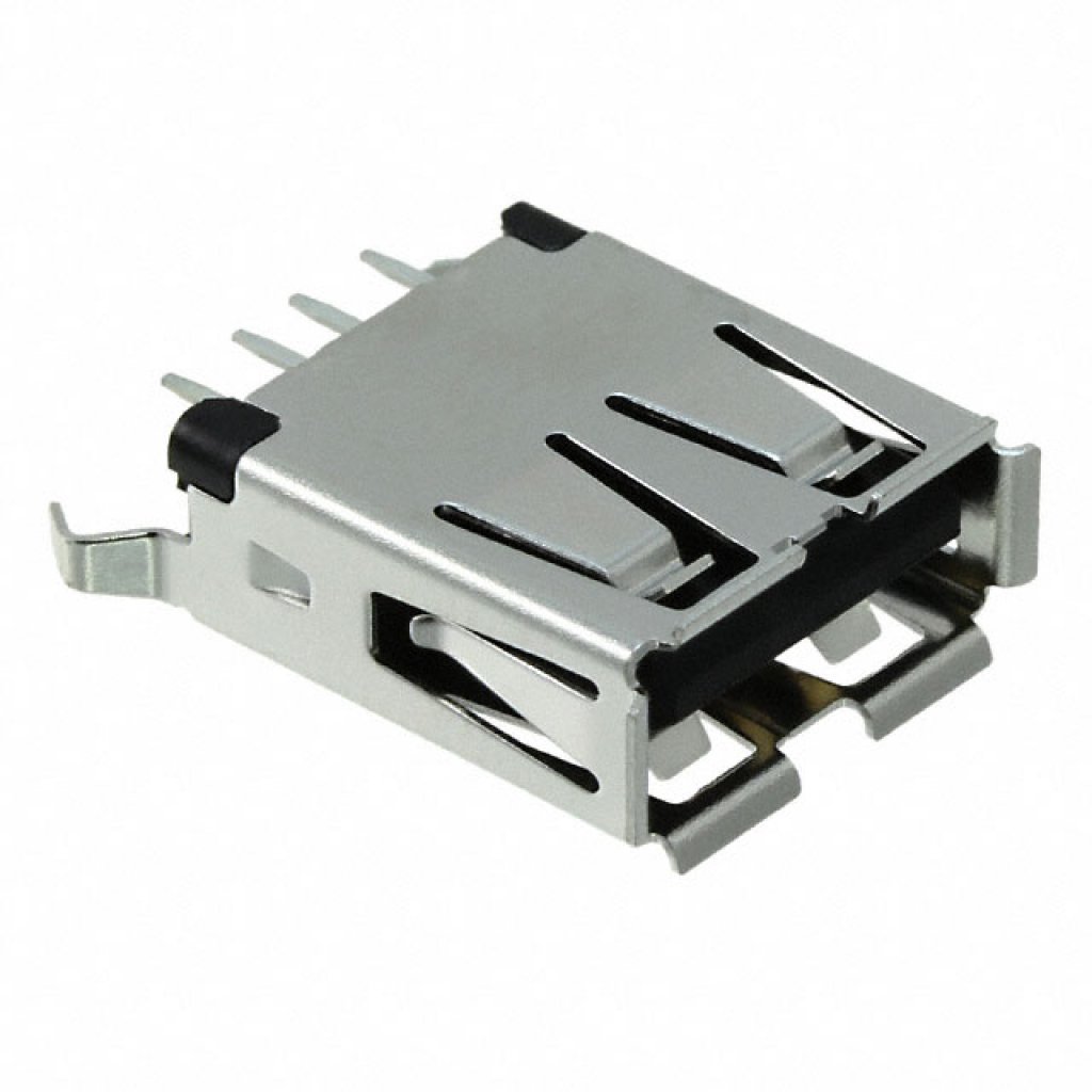 Разъем USB тип A, USB 2.0, розетка, 4 вывод(-ов), Монтаж в Сквозное Отверстие, Вертикальный