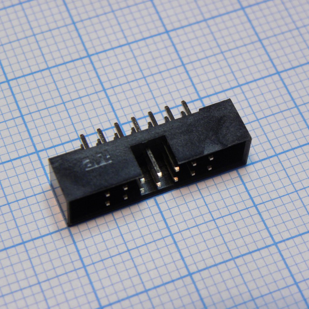 IDC2 разъем, вилка на плату прямая двухрядная 14pin(2x7)., шаг 2.00мм