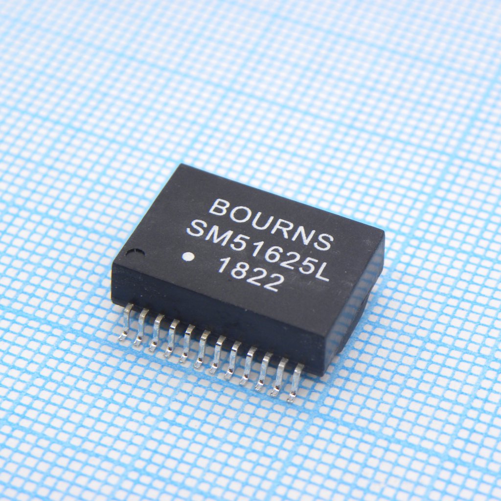 Телекоммуникационный трансформатор 10/100/1000 Base-T +POE+, 1CT:1CT, 1.4Ohm DCR, SMD