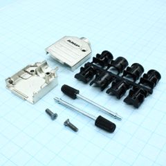 Кожух для разъема D-Sub 9pin с удлиненными винтами, Серия Amplimite, DE, 180°, Корпус из Металла