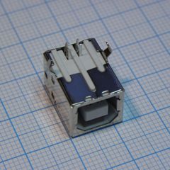 Разъем USB тип B розетка на плату белая,  угловая