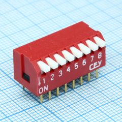 DIP переключатель 8 групп угловой красный
