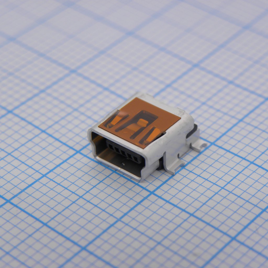Разъем Mini USB тип B, USB 2.0 OTG, розетка, 5 вывод(-ов), Поверхностный Монтаж, Прямой Угол