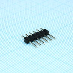 Соединитель штыревой, вилка на плату однорядная прямая 6pin(1x6), шаг 2.54мм