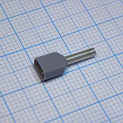 Наконечник на провод, DIN наконечник, Двойной Провод, 18 AWG, 0.75 мм2, 8 мм, Серый, Серия Buchanan