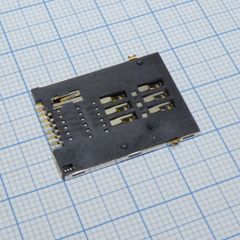 Гнездо SIM 6 контактов 2.54мм 0.5А поверхностный монтаж лента на катушке