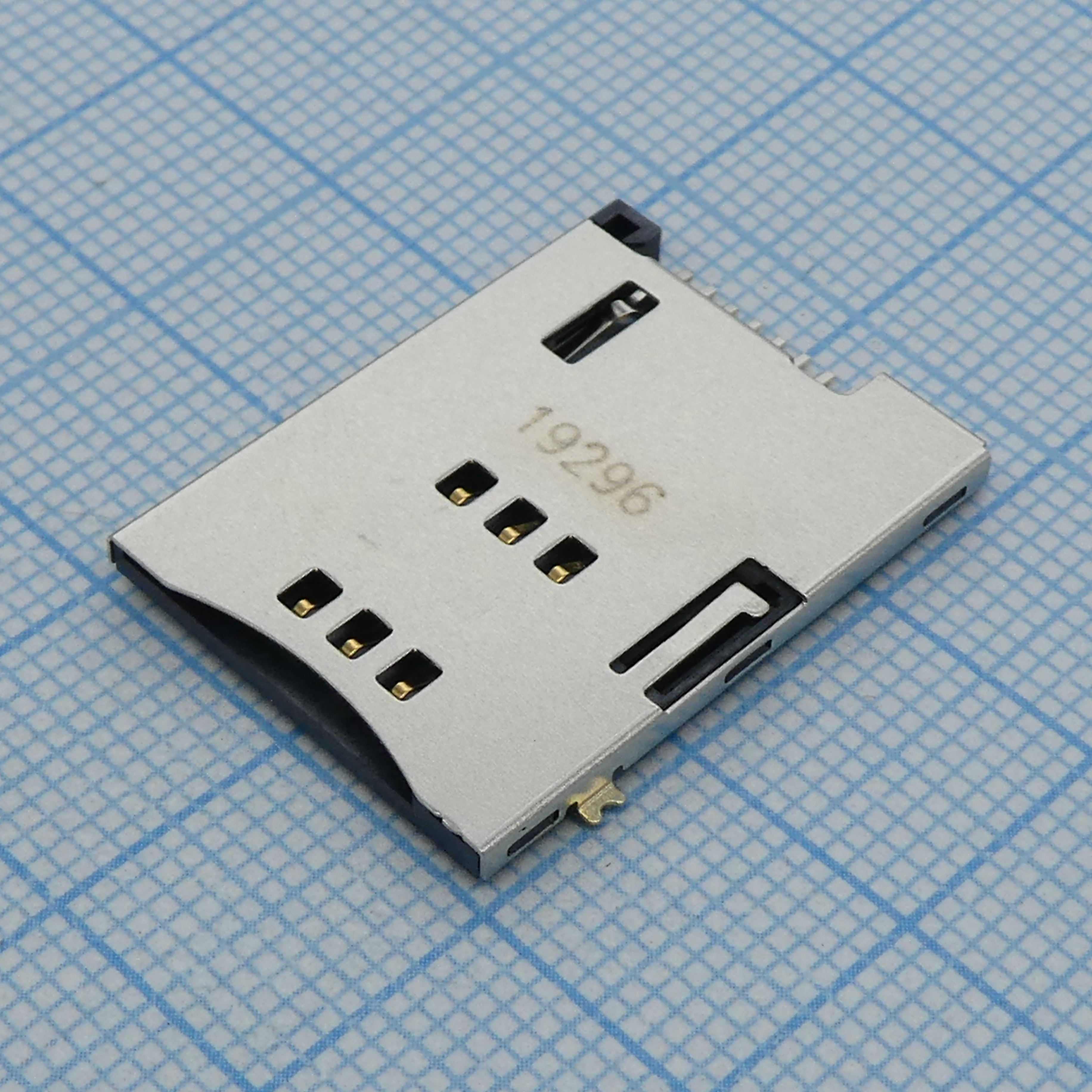 Гнездо SIM 6 контактов 2.54мм 0.5А поверхностный монтаж лента на катушке