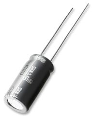 Конденсатор алюминиевый электролитический 100мкФ 25В  ±20% (6.3 х 11.2мм) радиальные выводы 2.5мм 130мА 1000час 105°С автомобильного применения россыпь
