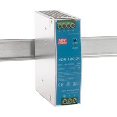 Преобразователь AC-DC на DIN-рейку  120Вт, выход 24В/5A, рег. вых 24...28В, вход 90…264V AC, 47…63Гц /127…370В DC, выход 24В/5A, рег. вых 24...28В, изоляция 3000В AC, в кожухе  40х125.2х102мм, -20…+70°С