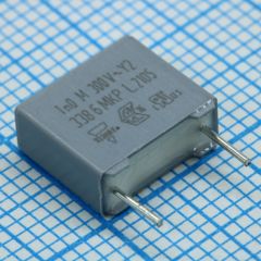 Пленочный конденсатор Y2 1000пФ 1000VDC/300VAC ±20% 10х4х6мм 105°C